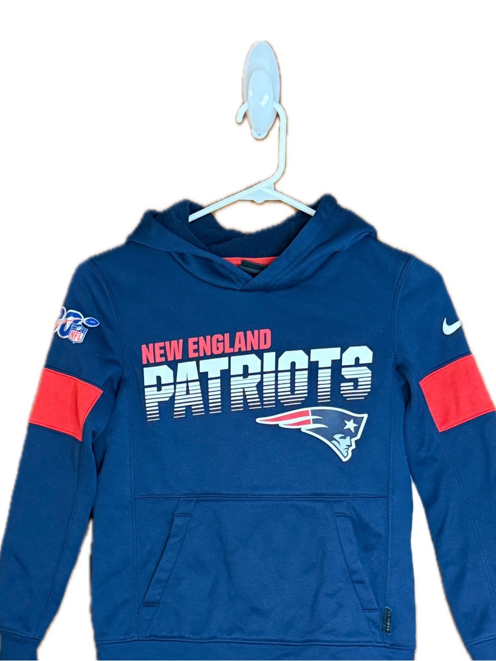 NFL New England Patriots Navy and Red On Field Youth Hoodie